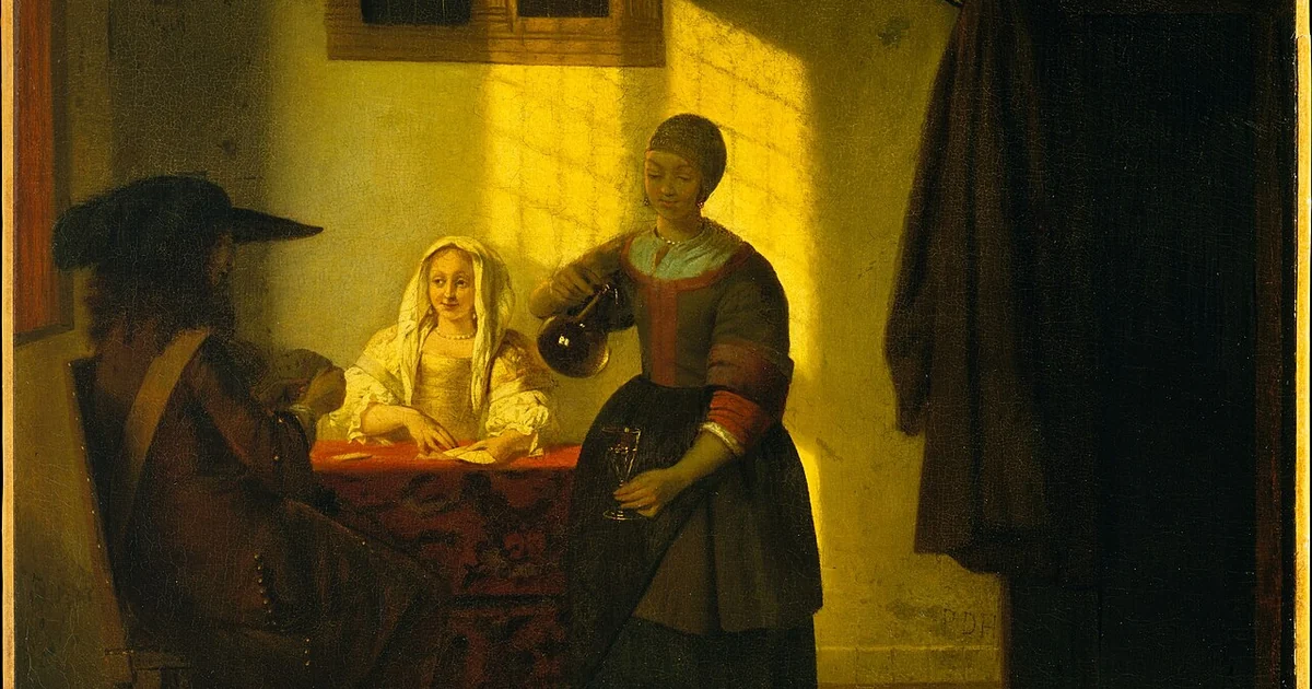 File:A Couple Playing Cards, with a Serving Woman MET DT3101.jpg